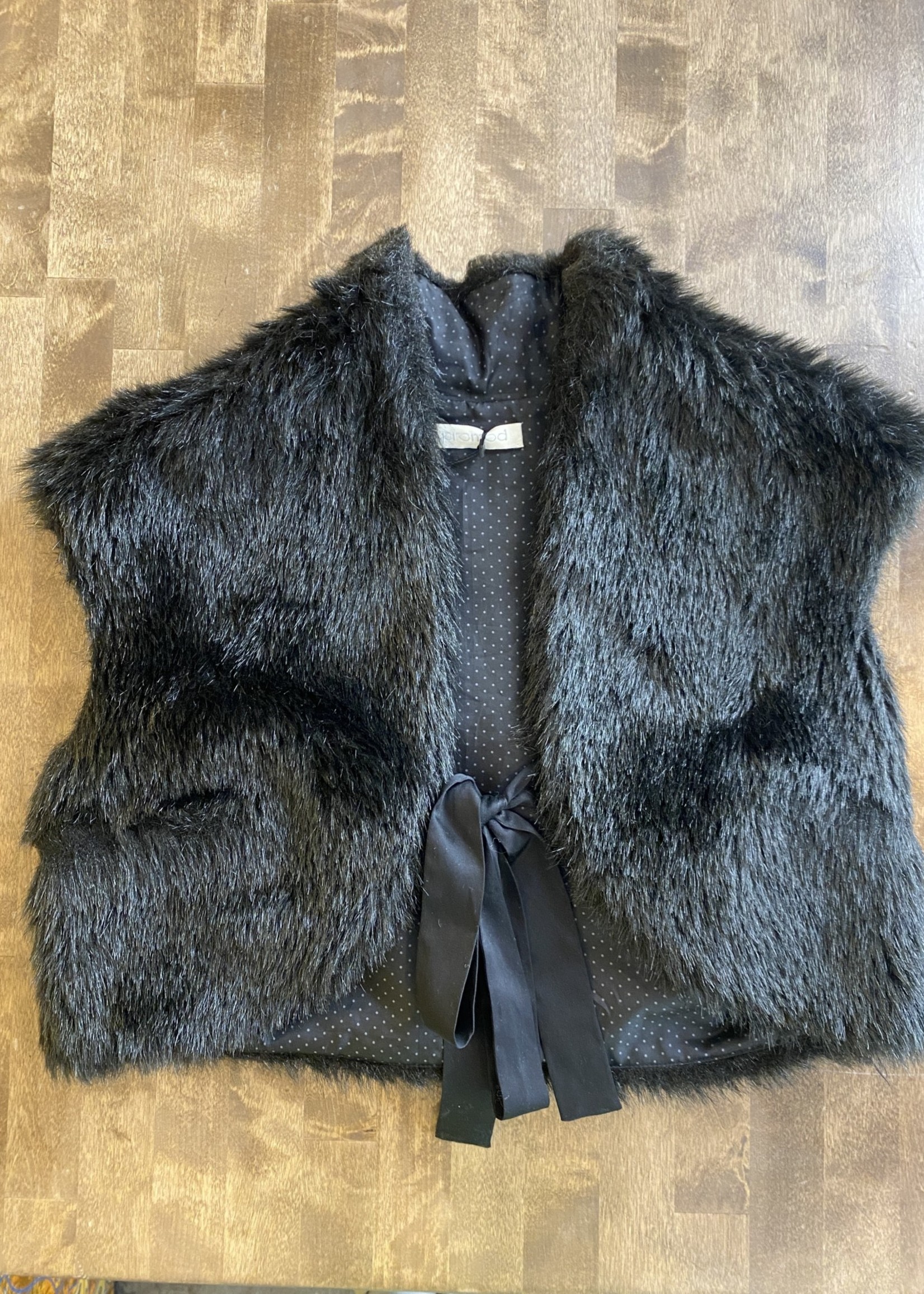Promod Black Fur Vest S