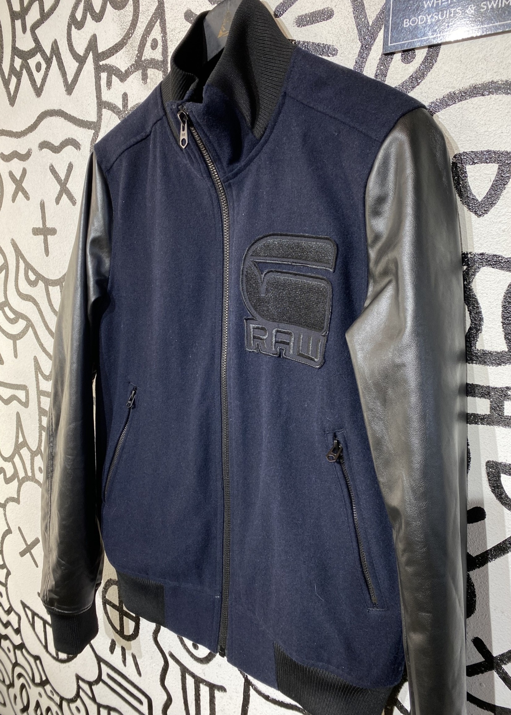 G Star Raw Navy/Faux Leather Bomber M