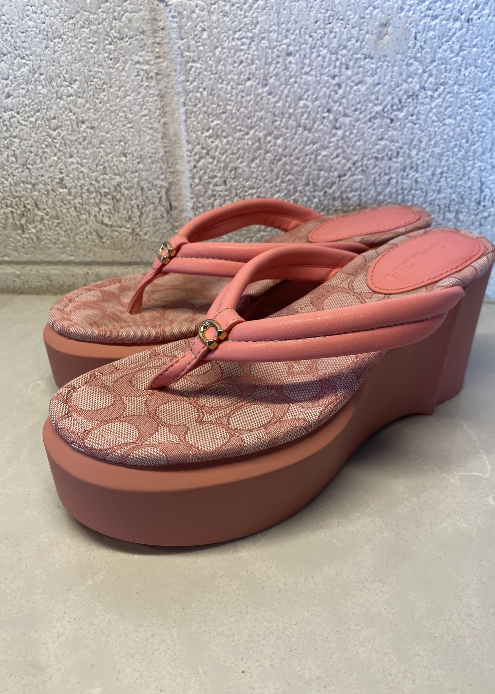 Coach New Pink Platform Sandals 7
