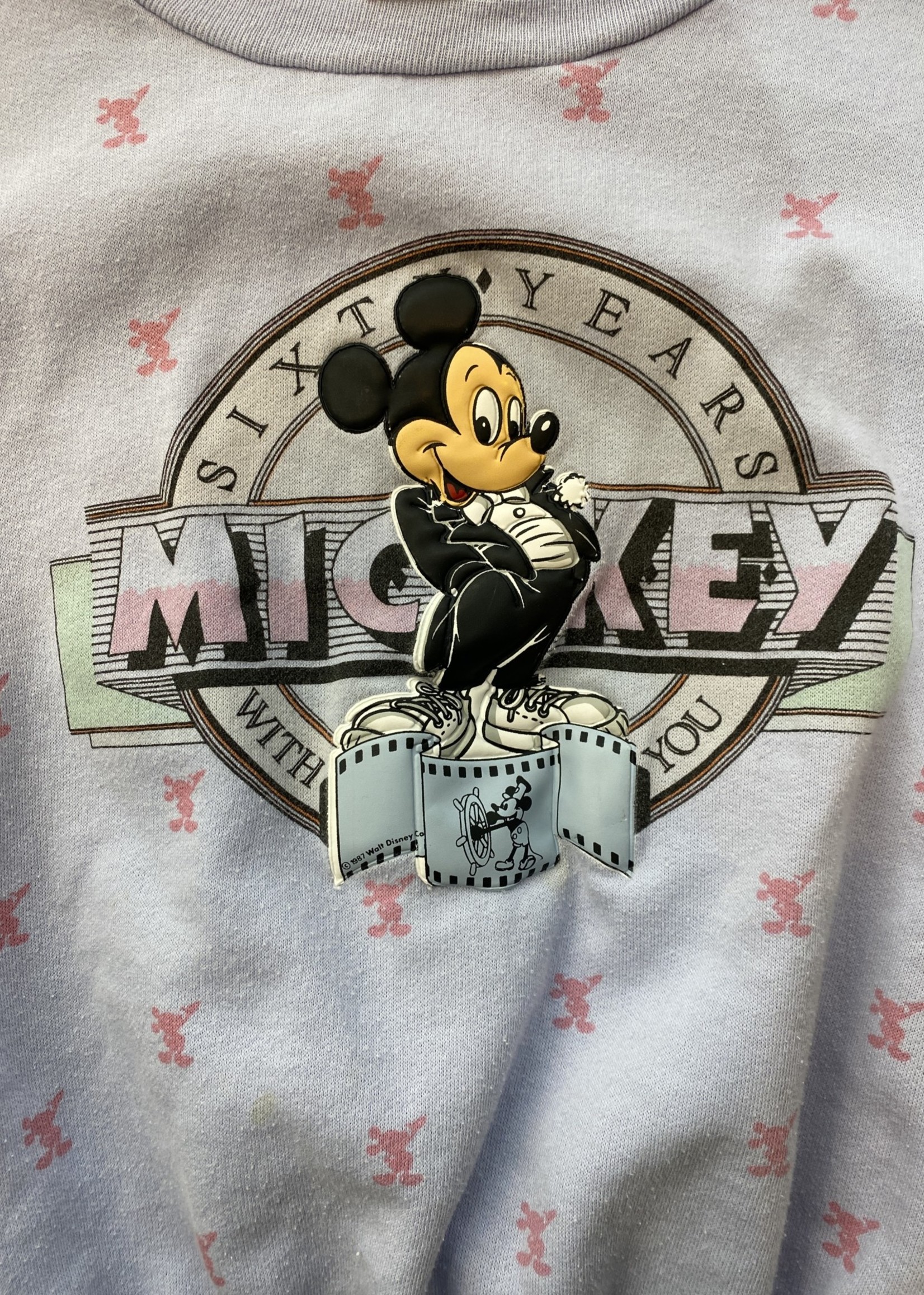 Disney Vintage Purple Mickey Puff Print Sweater S
