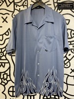 Inkapello Blue Striped Flame Button Up L