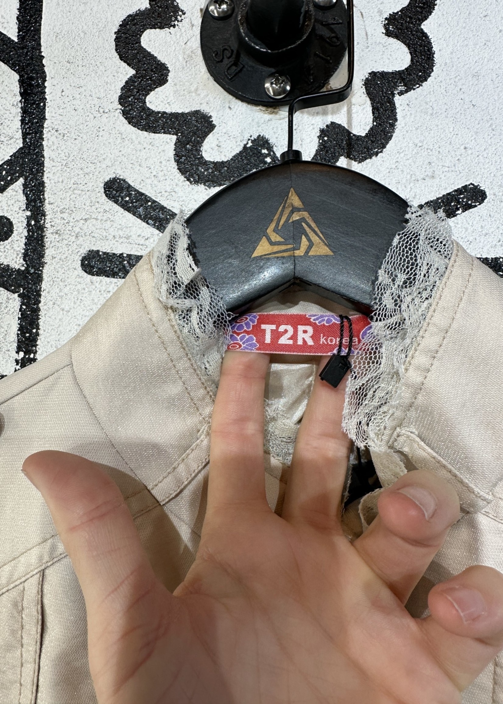 T2R Korea Tan Lace Button Jacket M