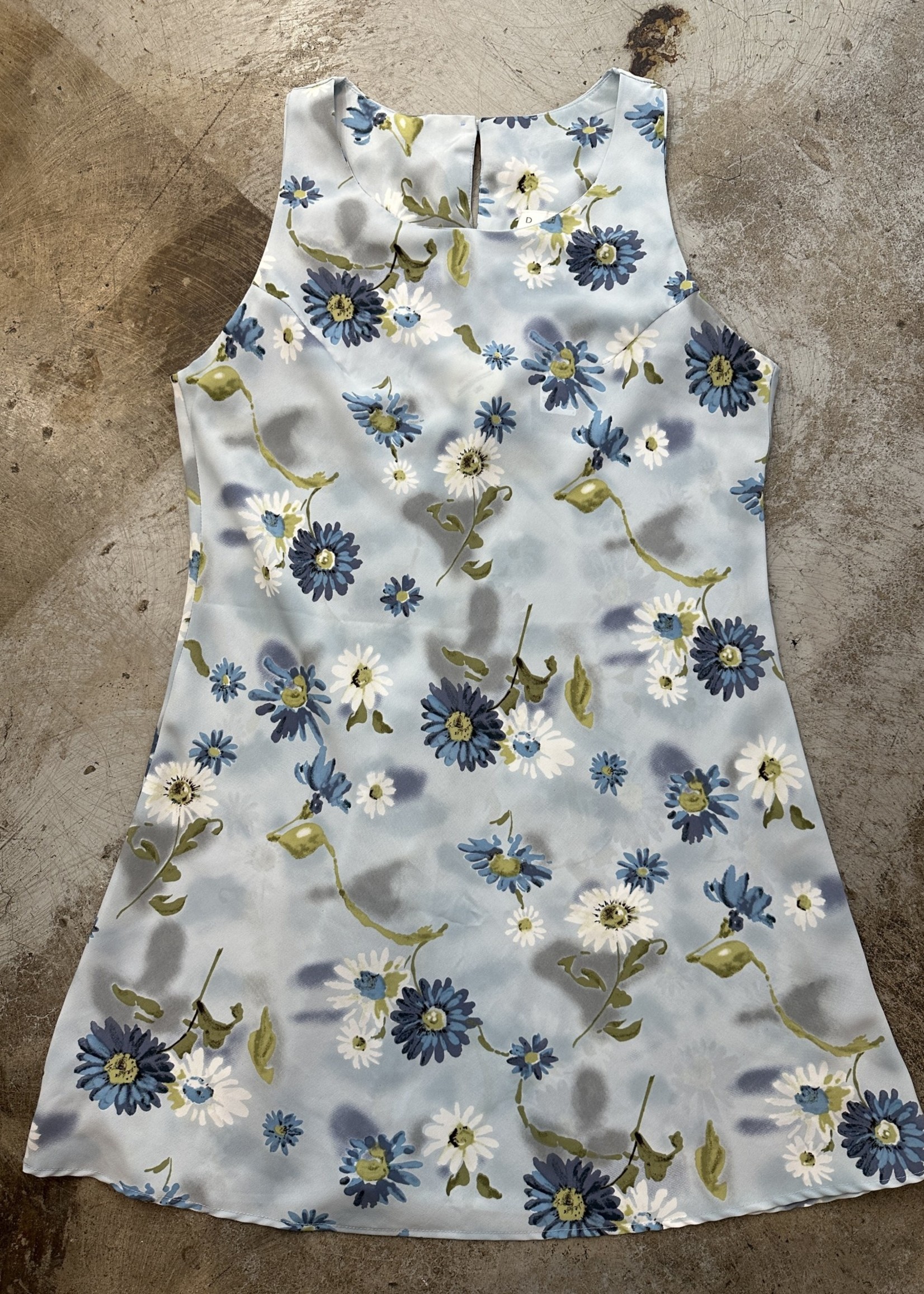 Dori Blue Floral Tank Dress L