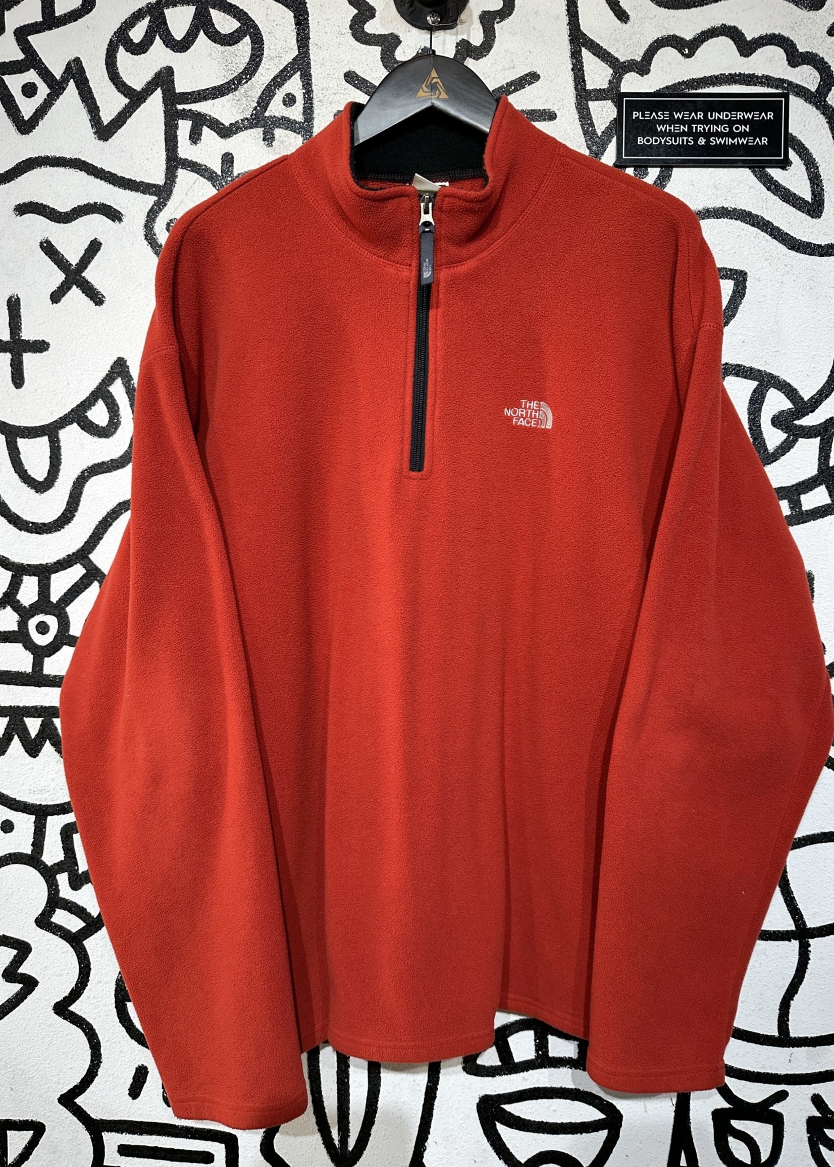 North Face Orange/Red 1/4 Zip Fleece Jacket XL