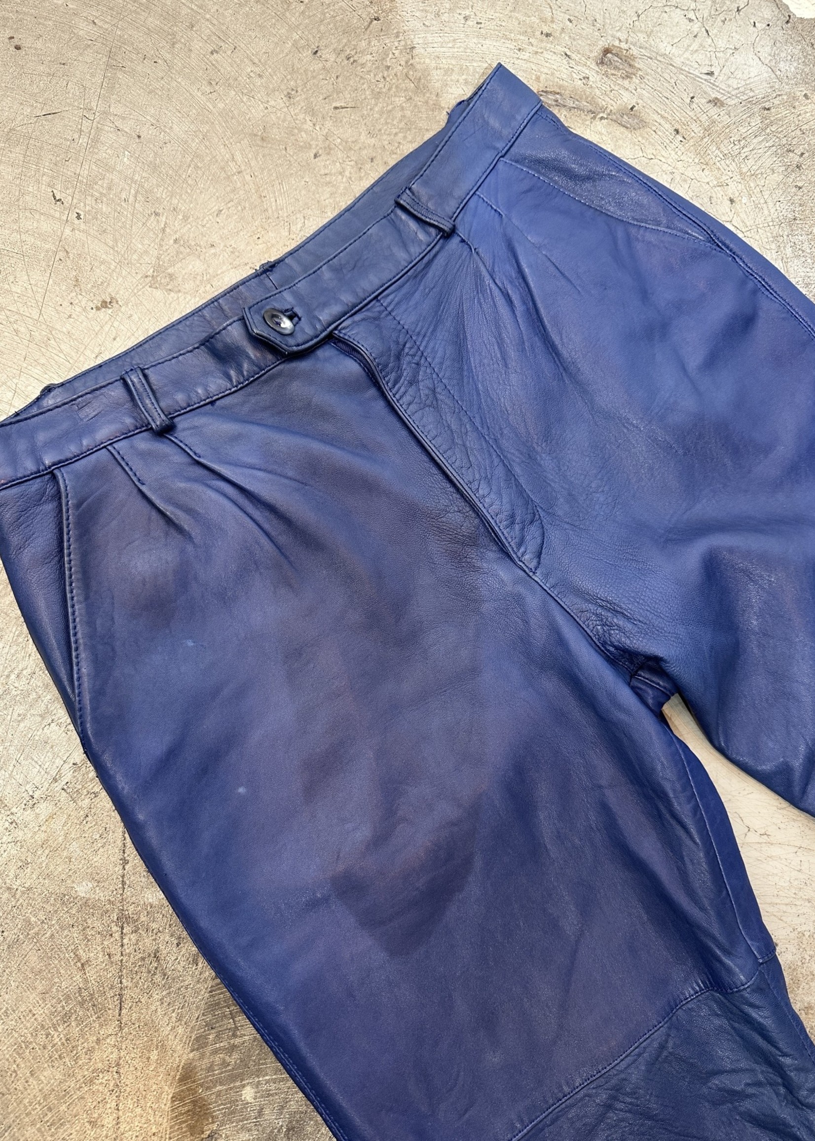 J Park Blue Leather Pants 36