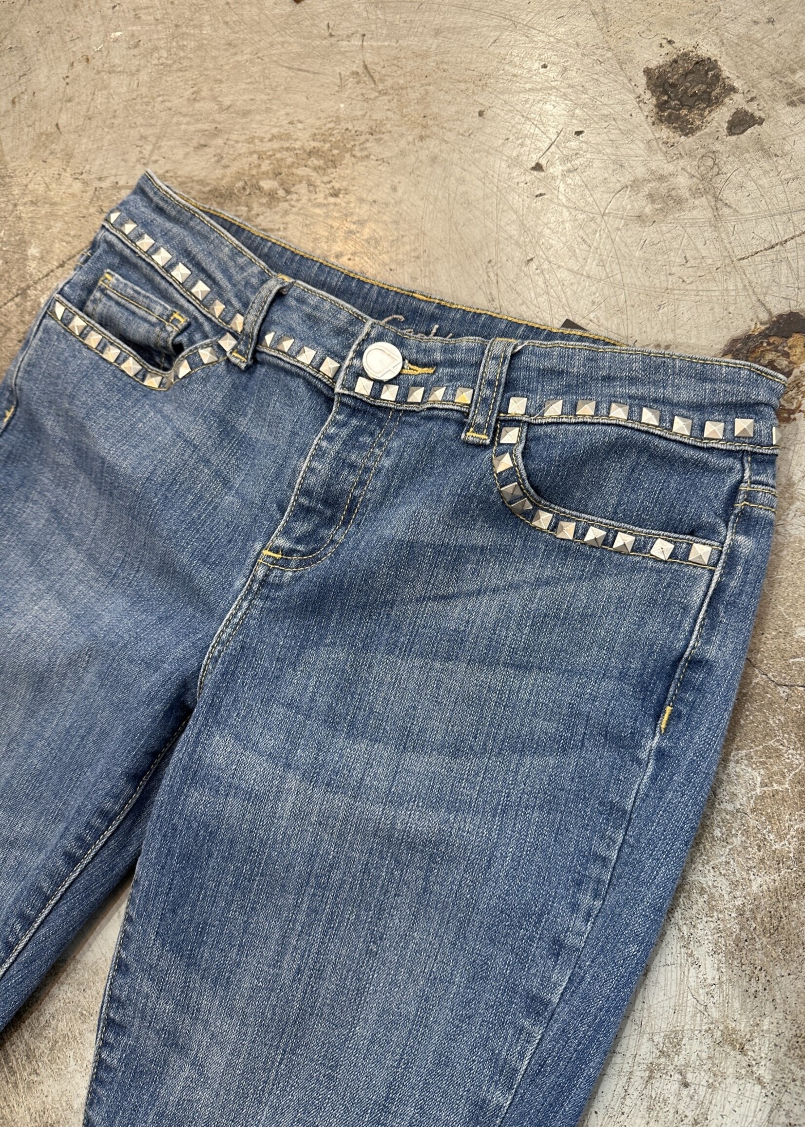 Cache Y2K Light Wash Studded Flare Jeans 29"
