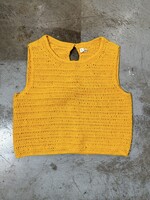 Moth Yellow Crochet Top M