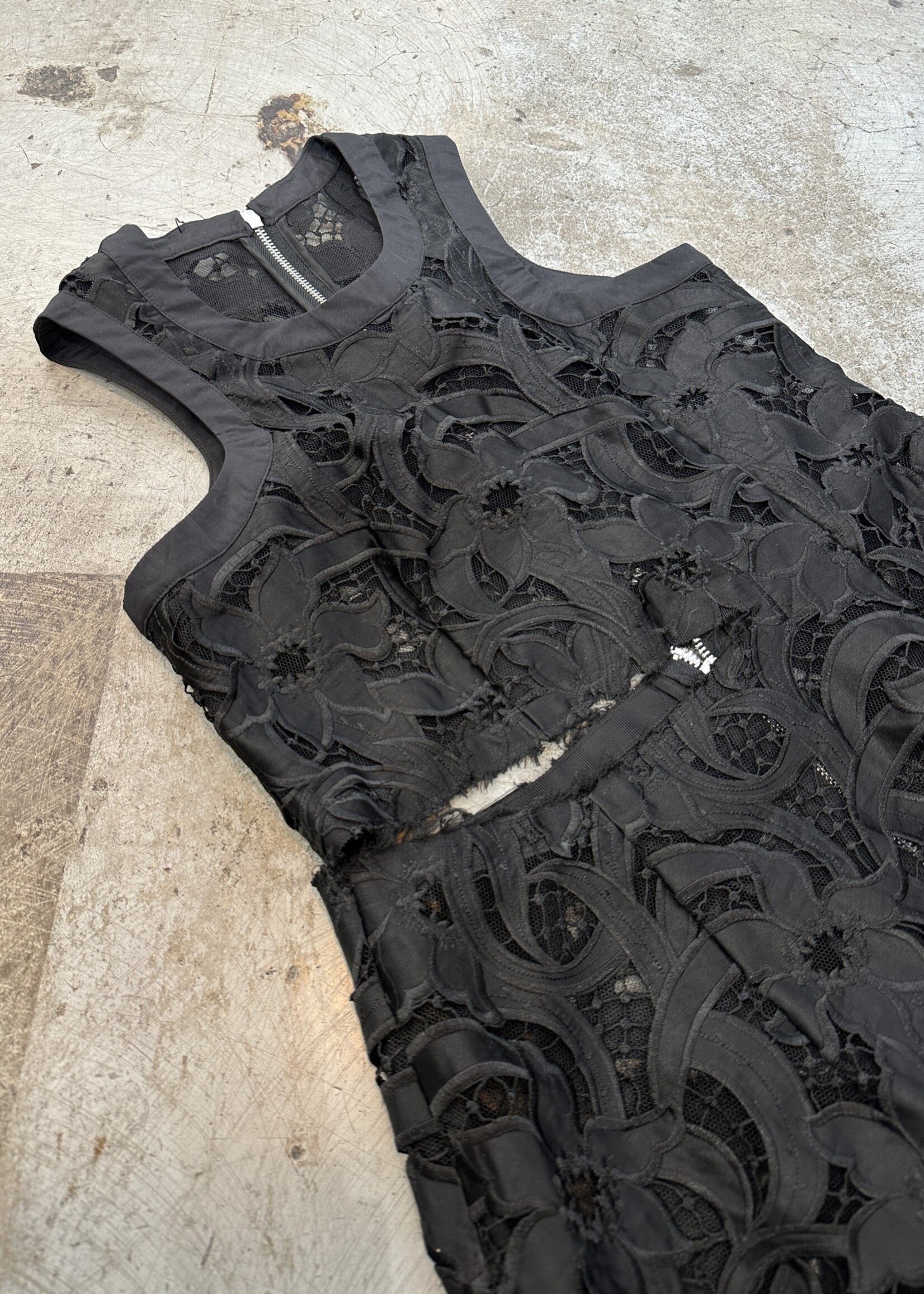 Sacai Black Floral Cutout Dress 30"