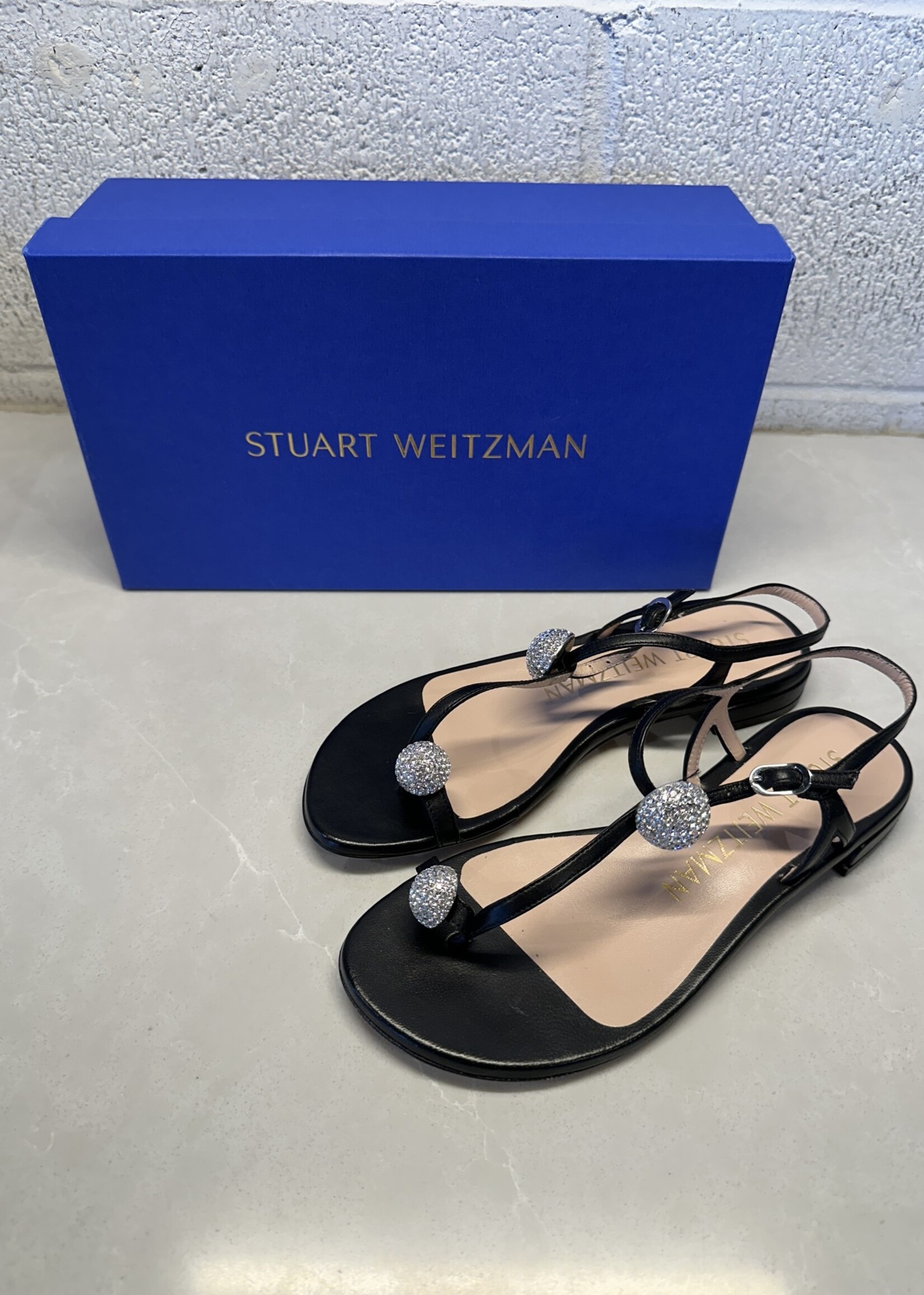 NWT Stuart Weitzman Black Rhinestone Sandals 5.5