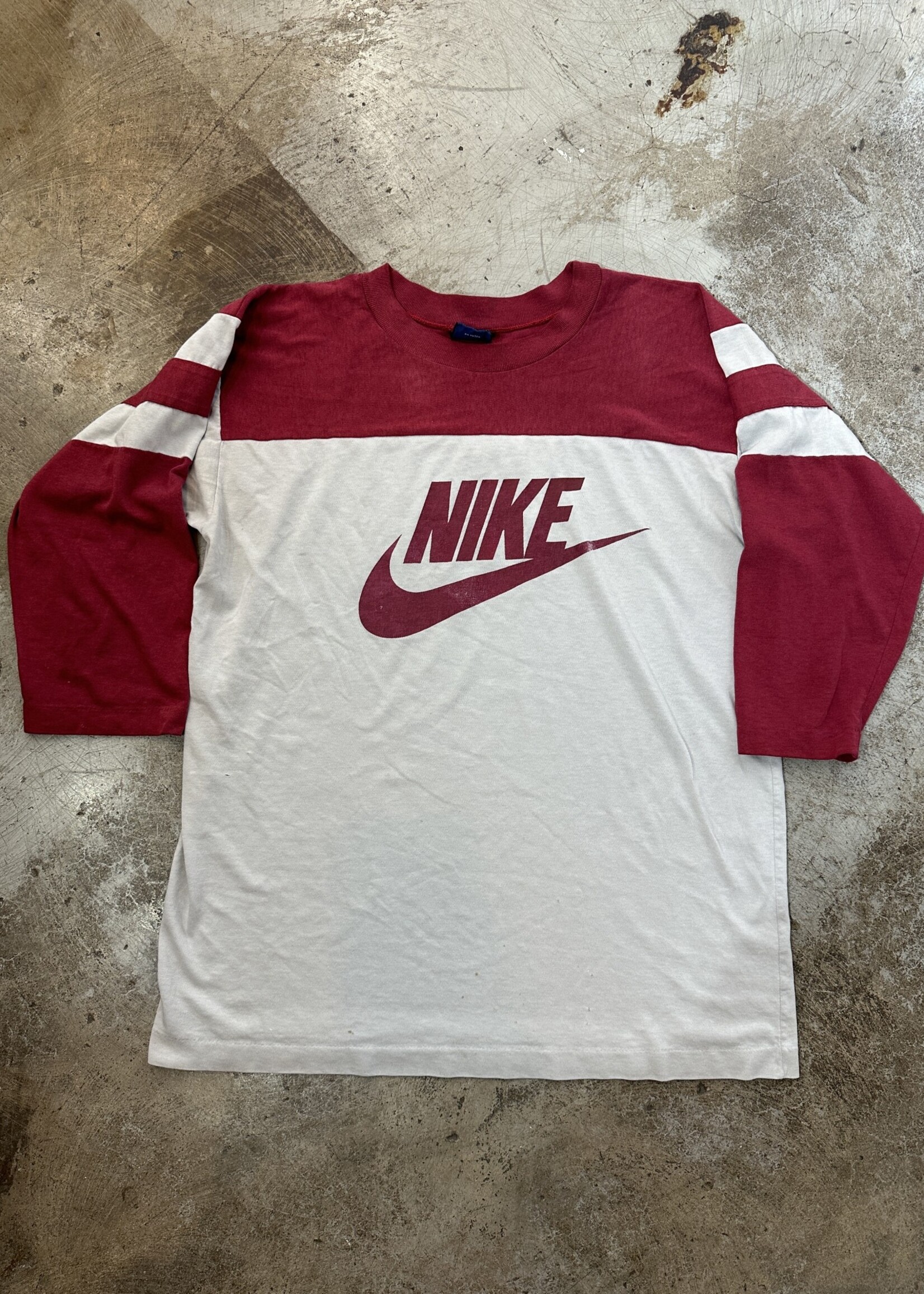 Vintage 80s Nike Logo Grey/Red L/S M
