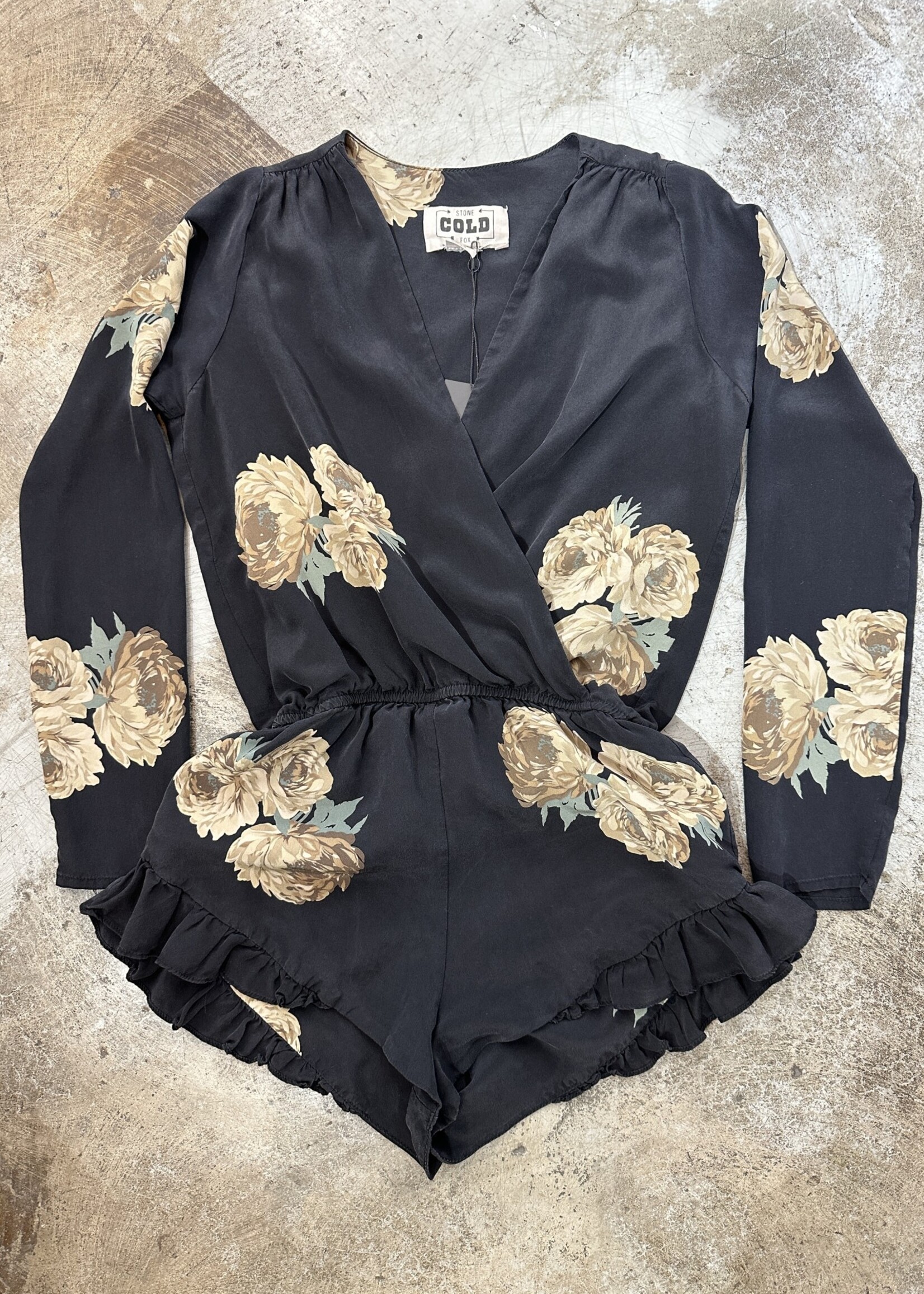 Stone Cold Fox Black Floral Romper XS/S (Retail: $200+)