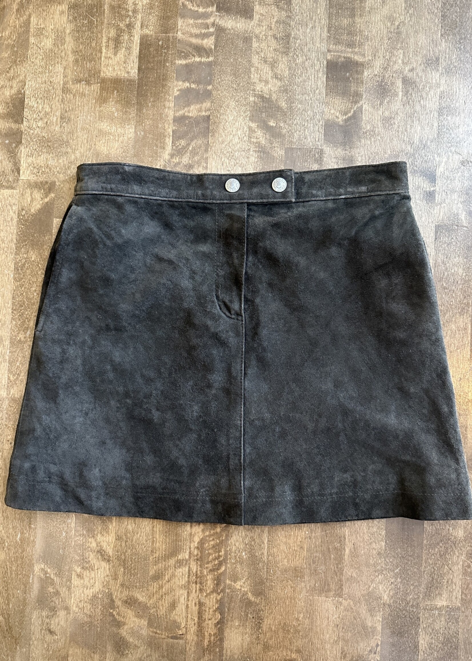 DKNY Dark Brown Suede Skirt 26 XS