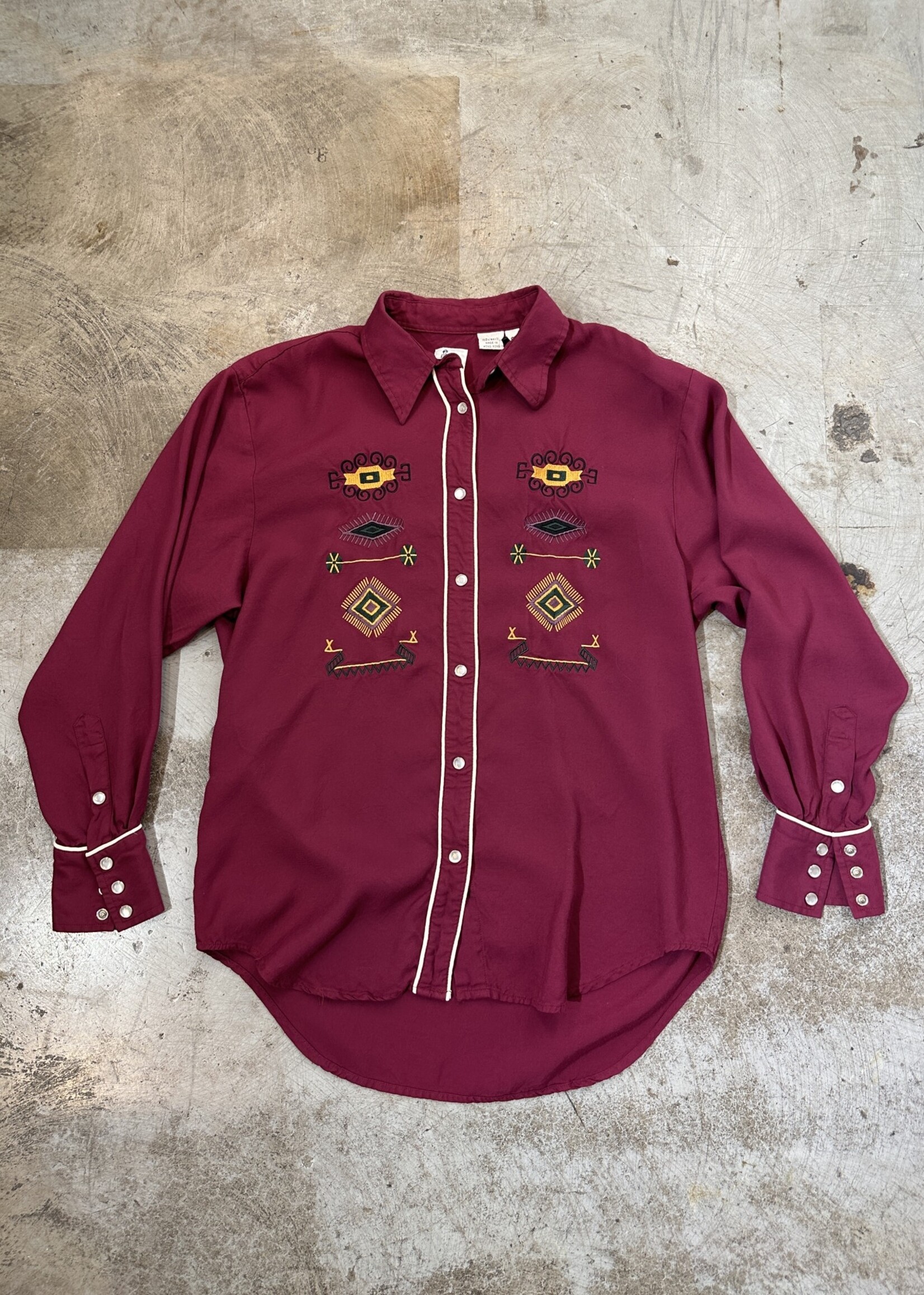 Twickers Maroon Embroidered Button Up S
