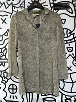 Express Vintage Beige Paisley Sheer Button Up XS