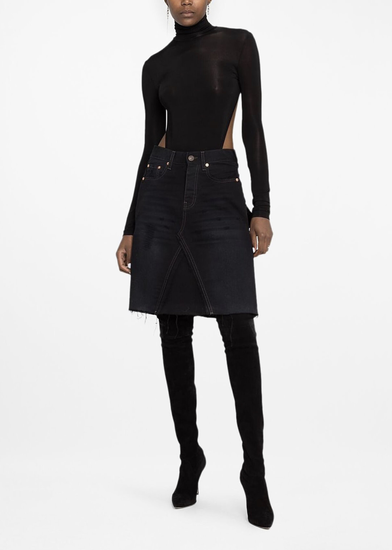 NWT Balenciaga Black Denim Cutout Skirt 27