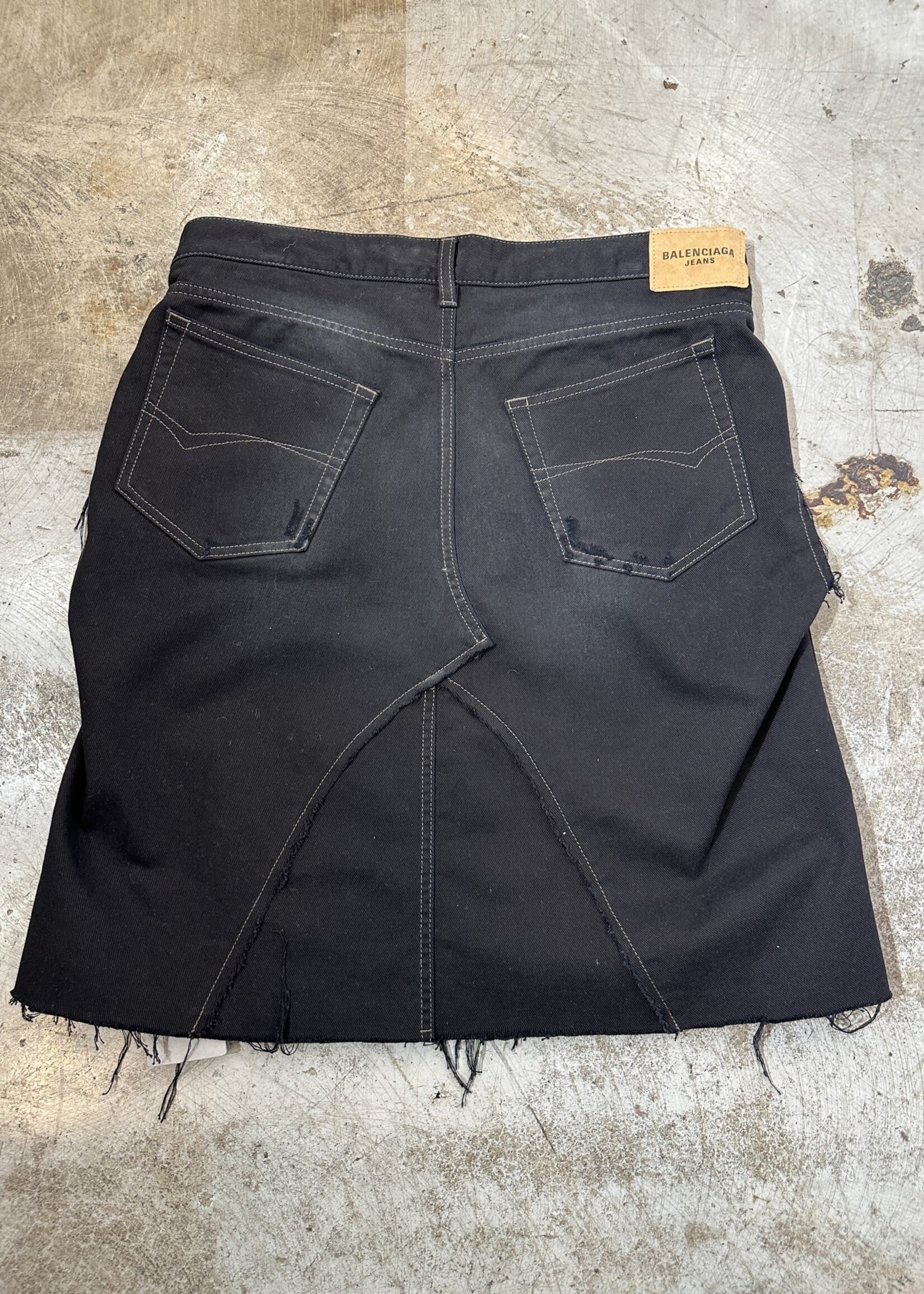 NWT Balenciaga Black Denim Cutout Skirt 27