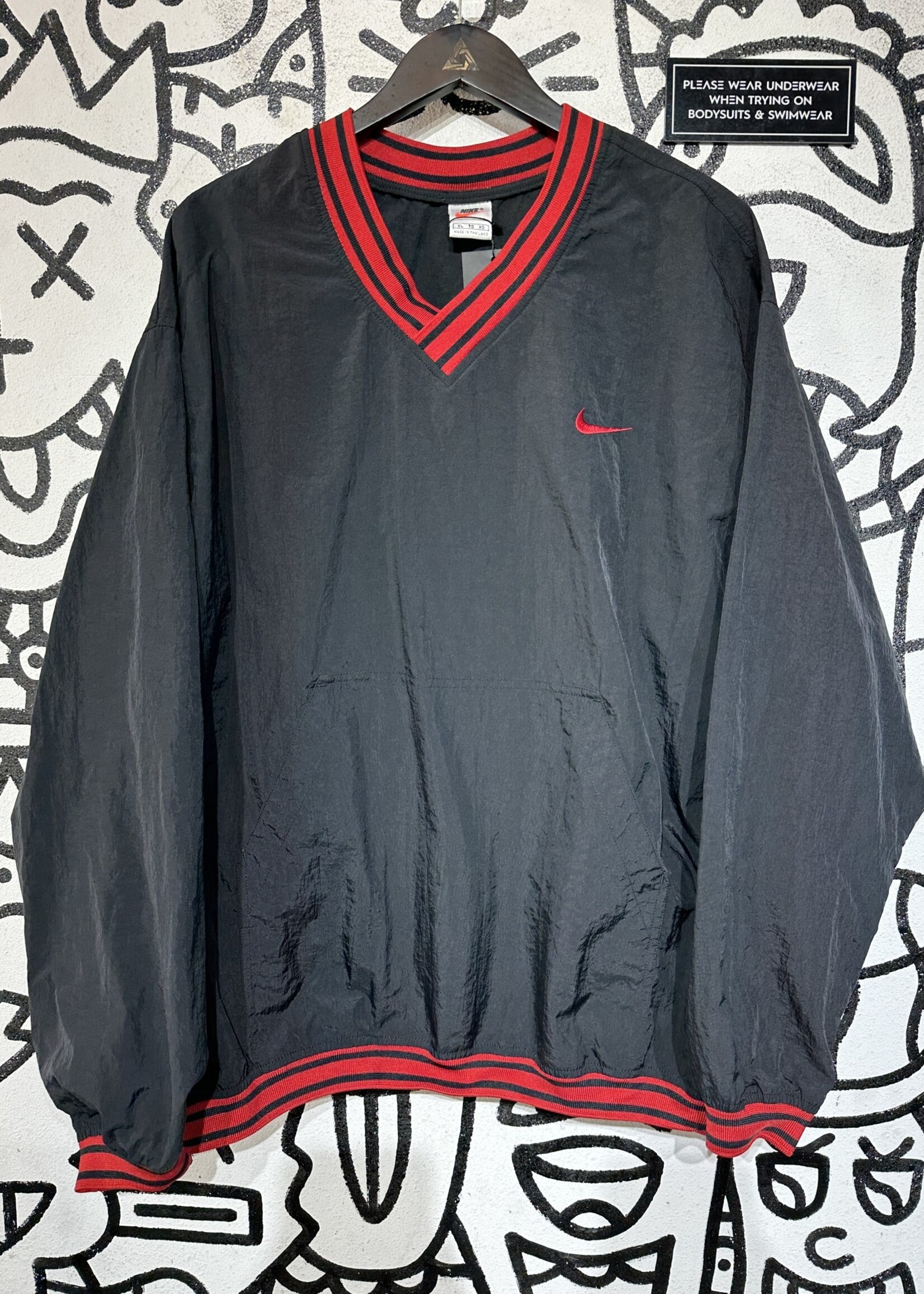 Black Windbreaker V-Neck Pullover - XL