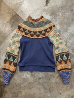 Free People Blue Orange Knit Mock Neck Sweater XS