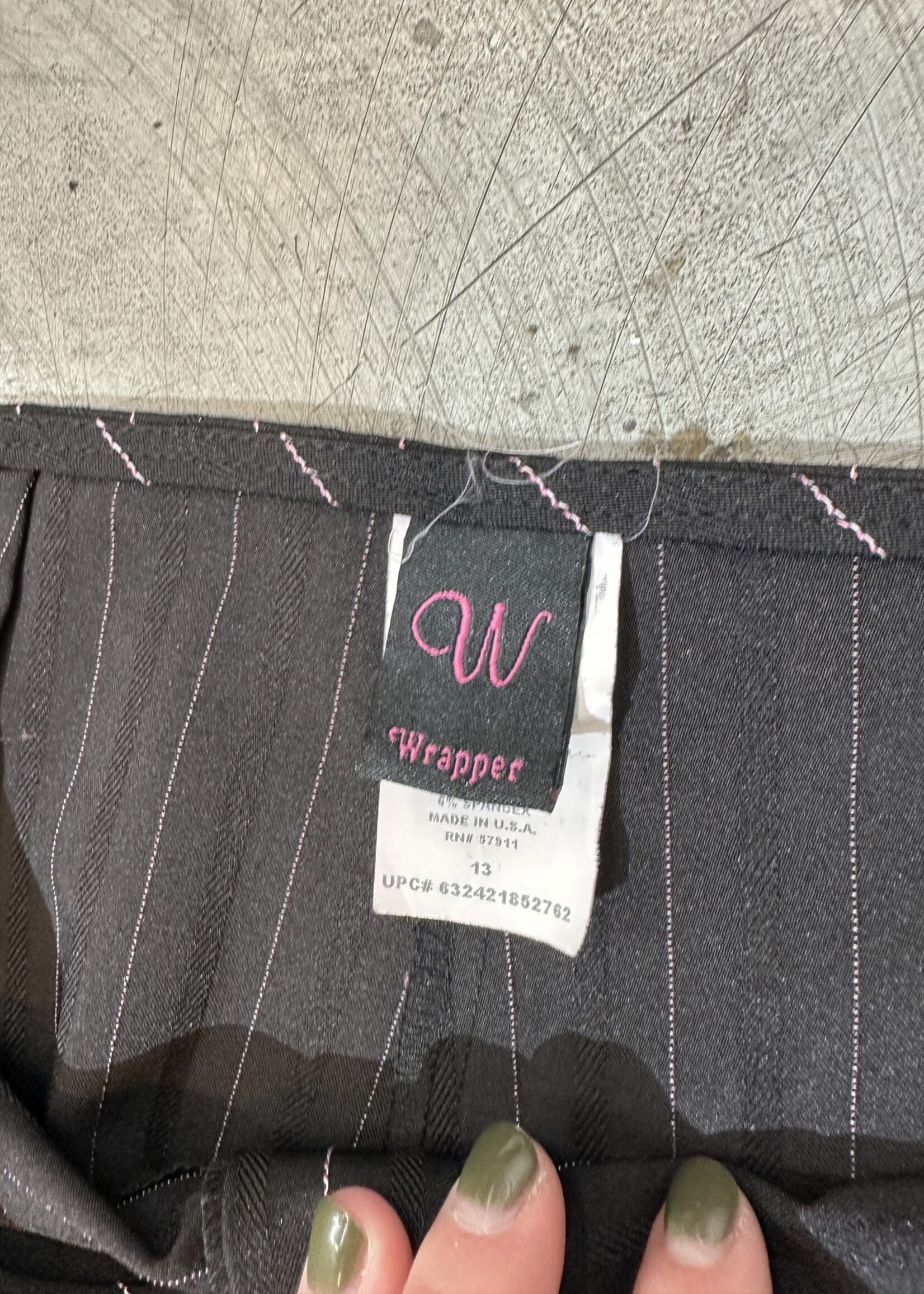 Wrapper Y2K Pink Black Pinstripe Flares 33