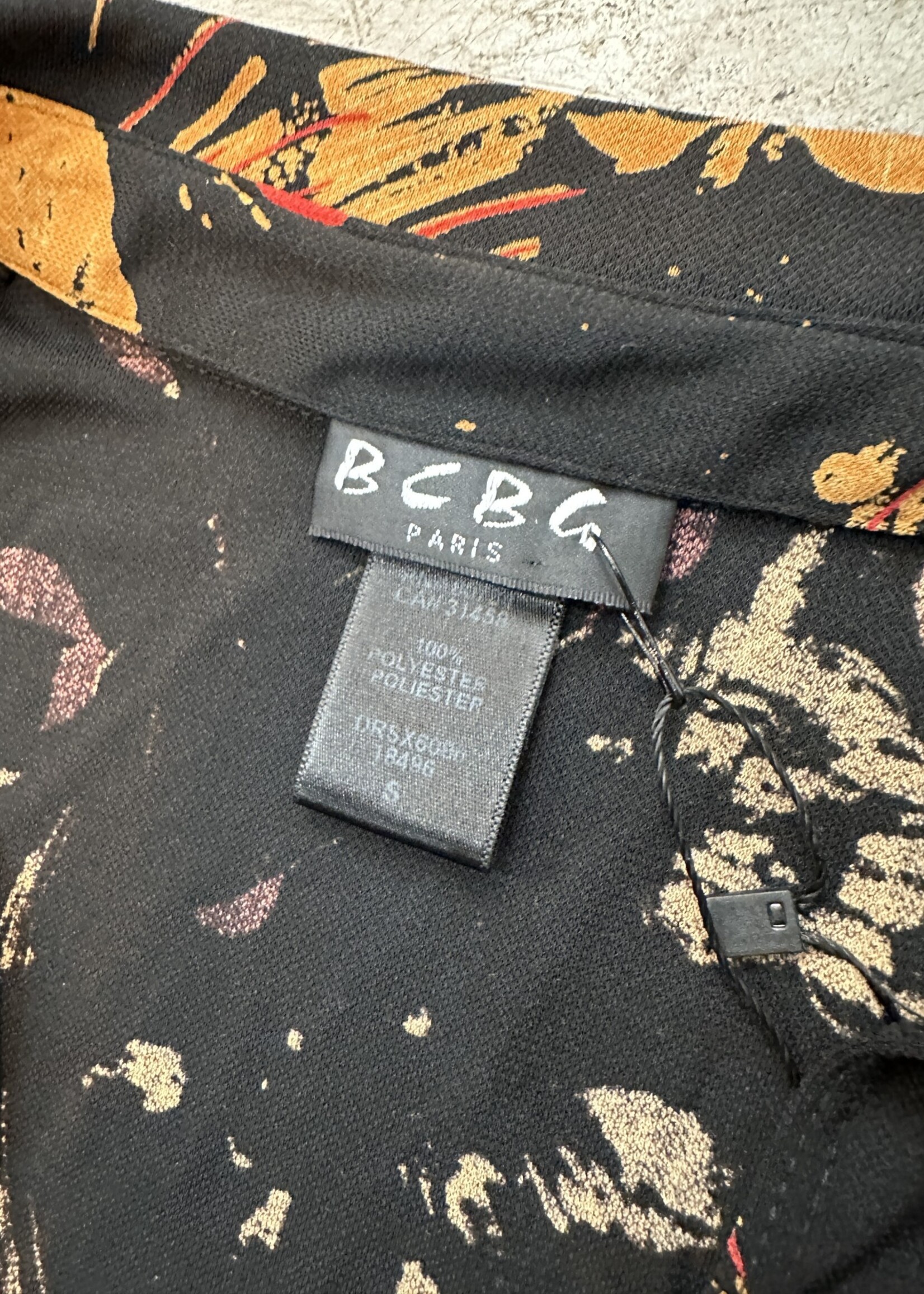 BCBG Vintage Black LS Crossover Dress S