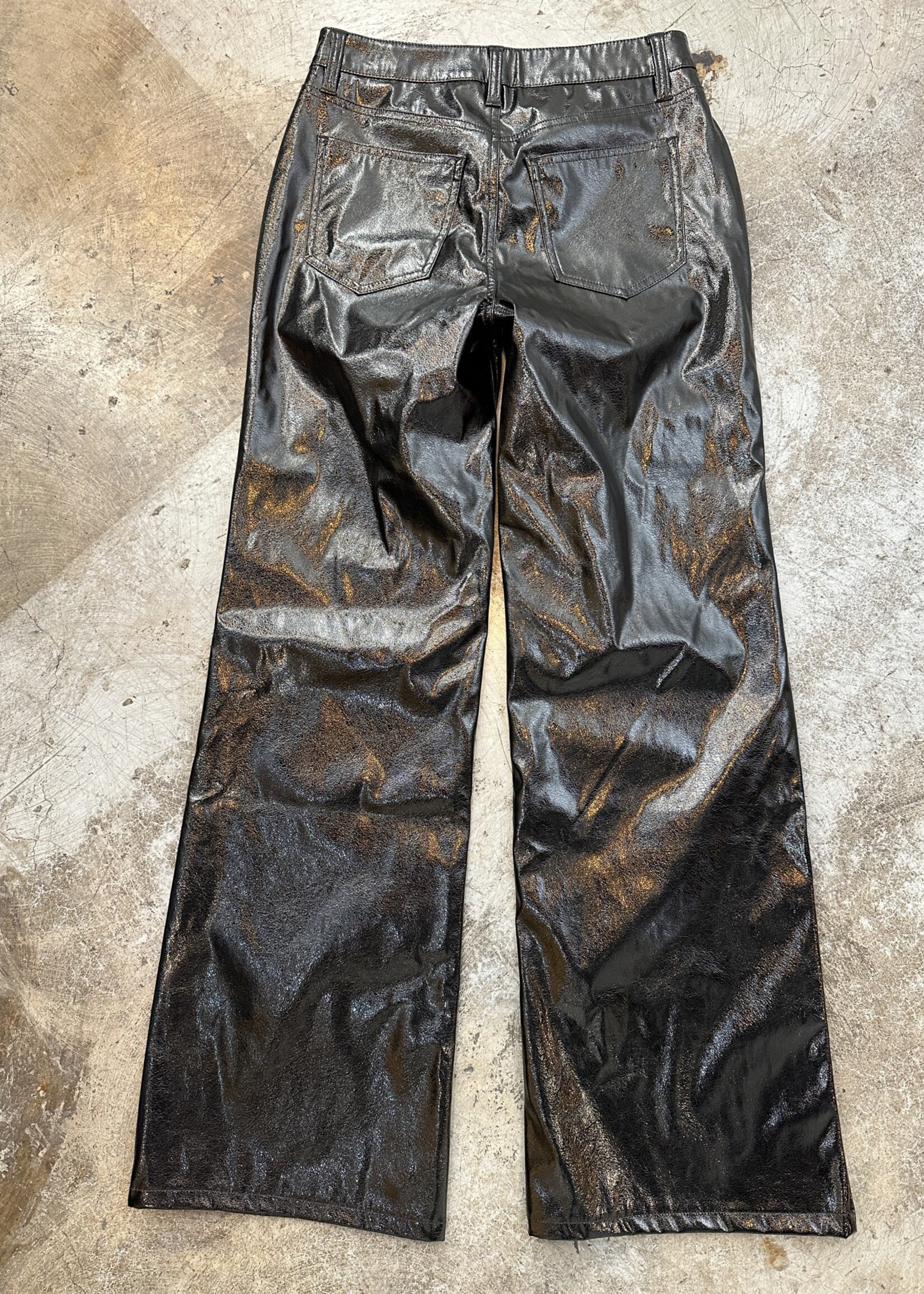 AFRM Black Vinyl Flare Pants 24