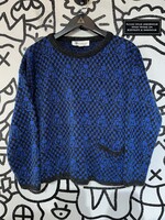 Diversity Vintage Blue Black Sweater Fem S