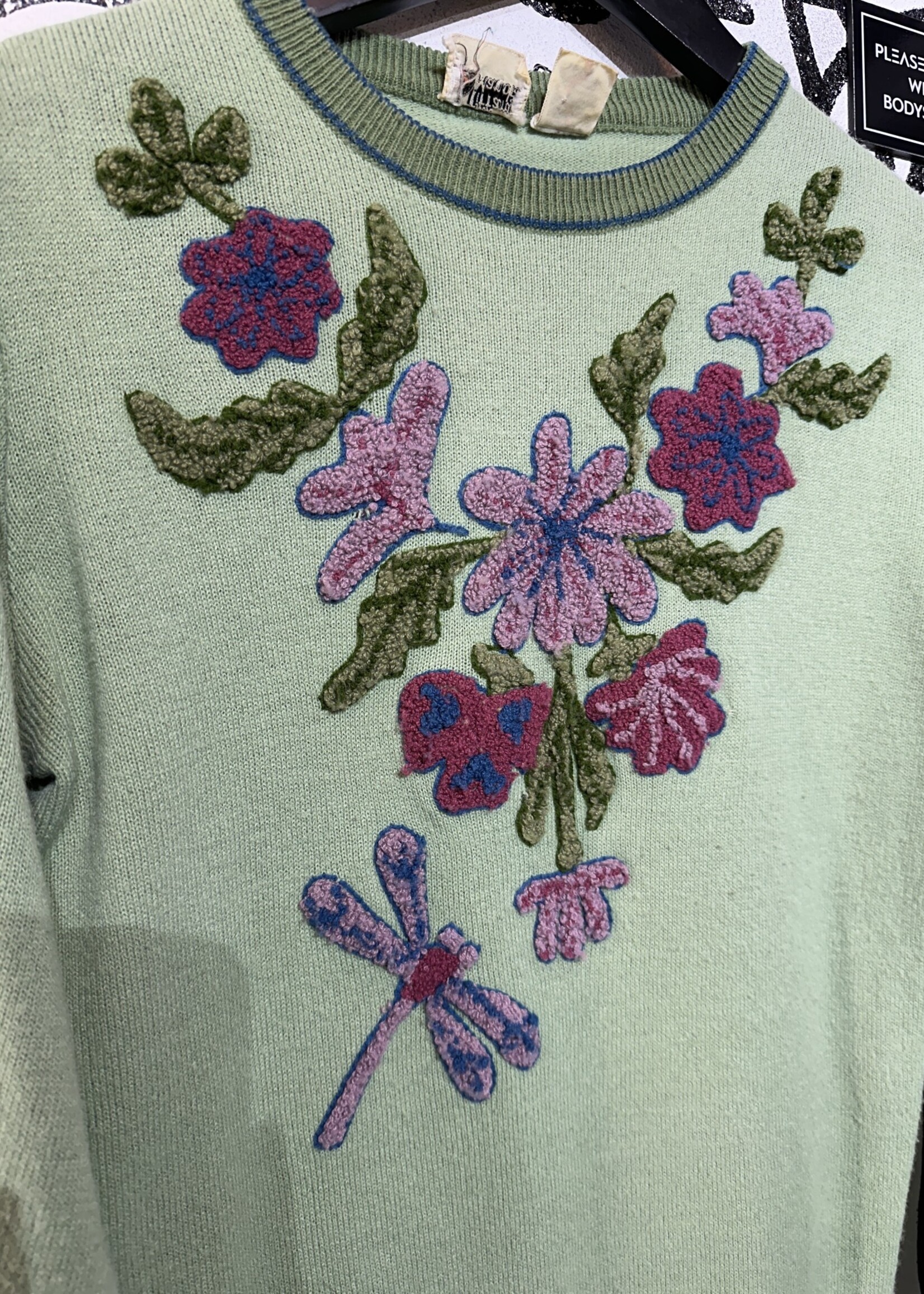Tiffany Manor Vintage Chain Stitched Flower Sweater S