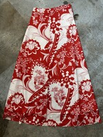70s No Label Red White Paisley Maxi Skirt 26"