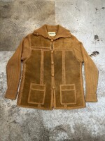 Vintage Brown Leather Woven Jacket FEM L