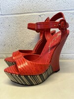 NIB Alice & Olivia Red Leather Wedges 39.5EU