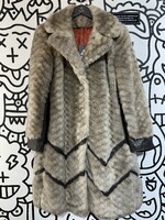 Vintage Leather Trim Faux Fur Coat Size 10