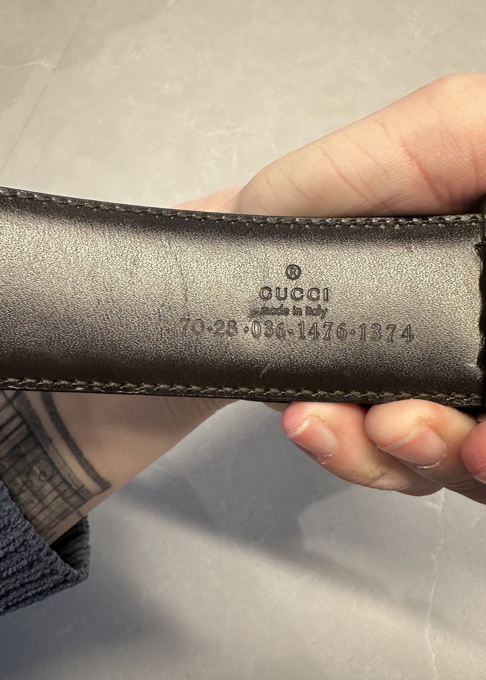 Gucci Y2K Black Leather Belt 26"-28"
