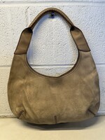 Ferragamo Tan Suede Crescent Handbag