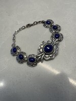 Sterling Silver Blue Stone Flower Bracelet
