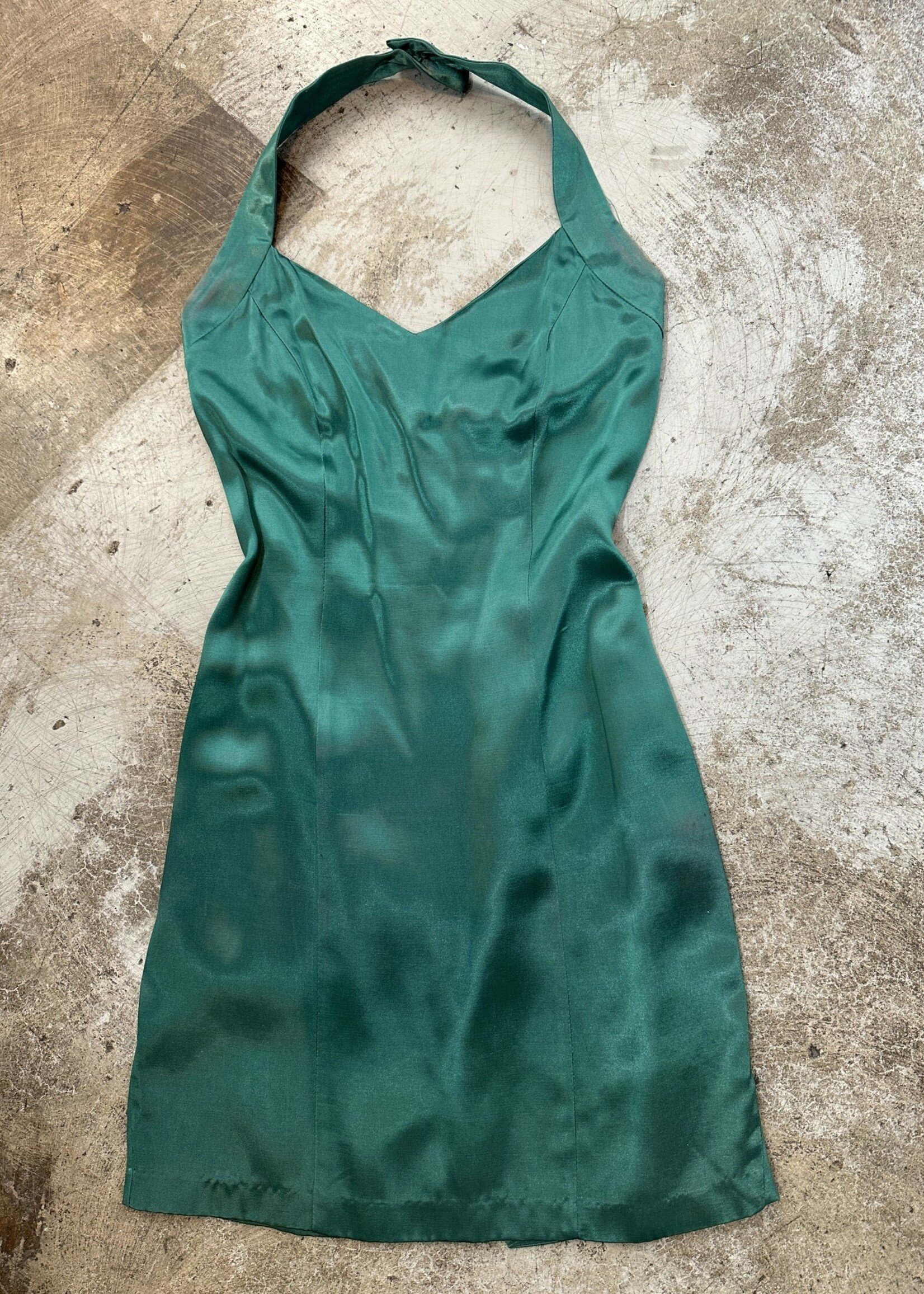 Vintage Blue Green Satin Dress 26"