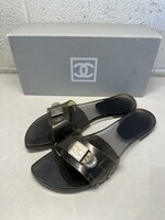 Chanel Gray Acrylic Slides 39/8