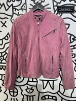 Lauren Pink Suede Moto Jacket Fem L