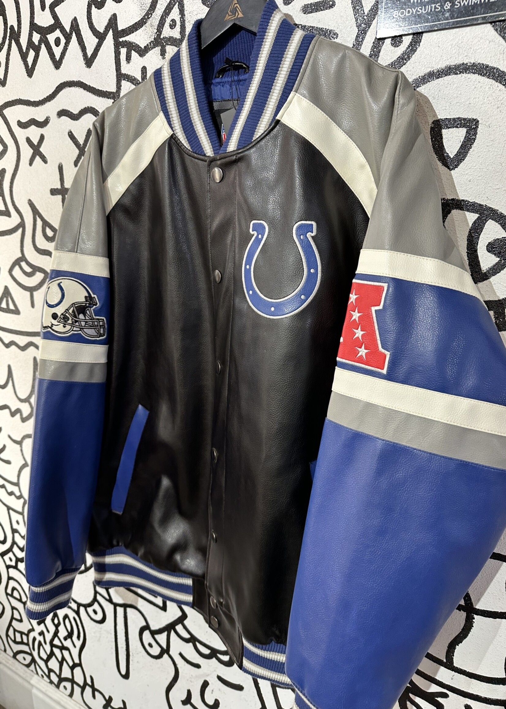 NWT Indianapolis Colts Leather Faux Jacket XXL