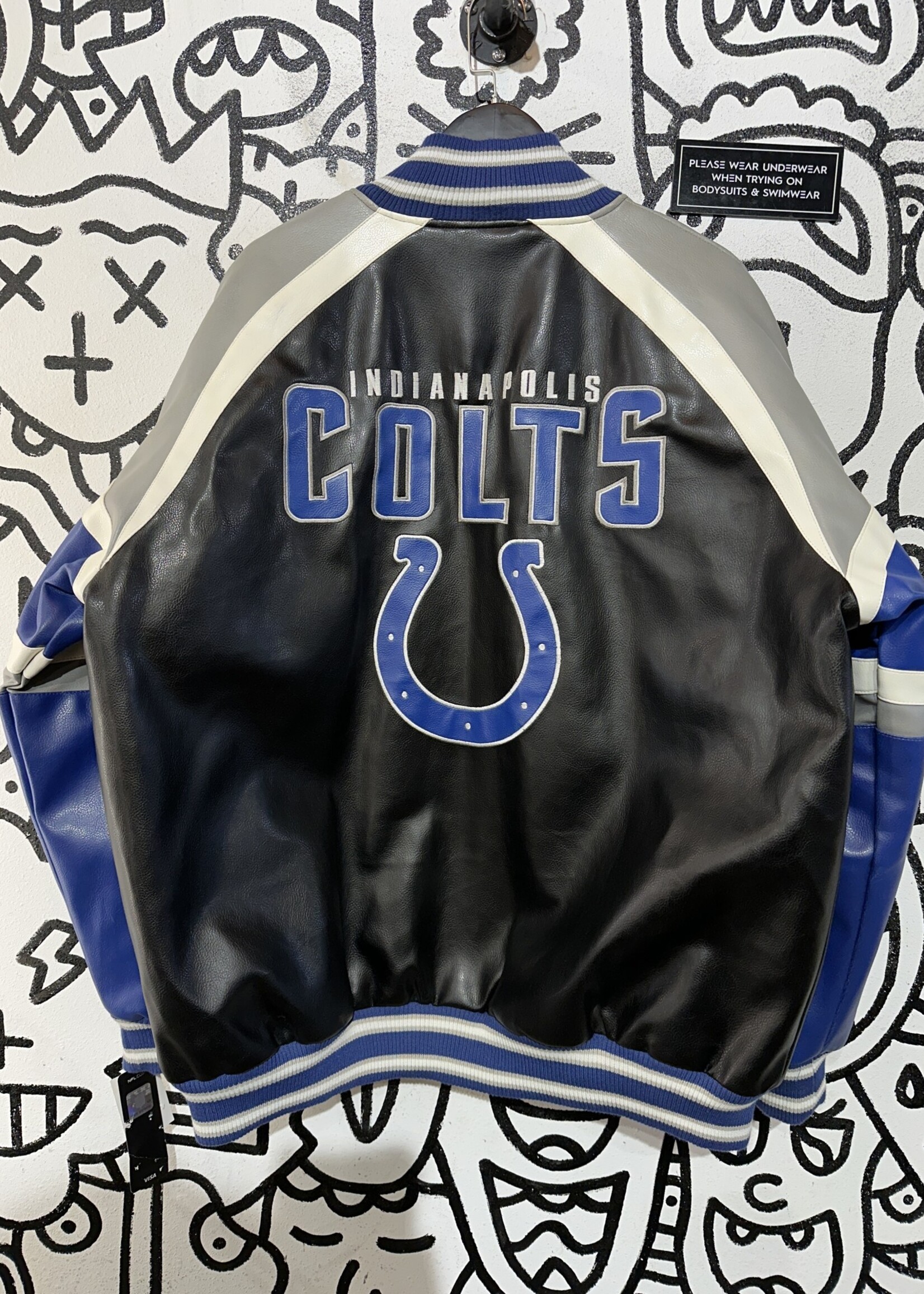 NWT Indianapolis Colts Leather Faux Jacket XXL
