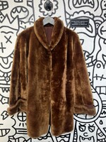 Vintage No Label Brown Faux Fur Coat As Is Fem L