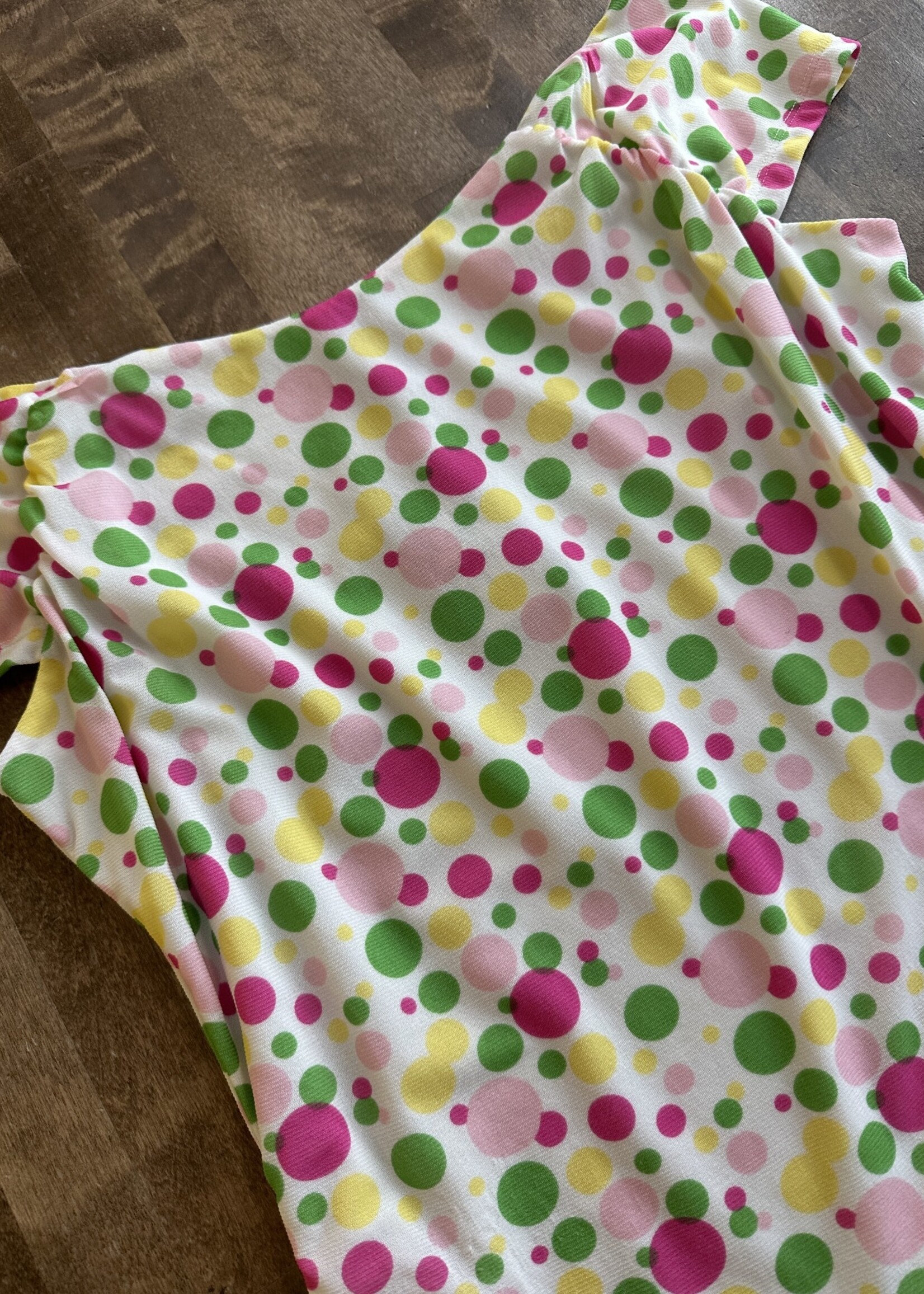 Y2K Inc Yellow Pink Green Polka Dot Tank L