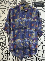 Antana Oversized Abstract Print Button Up Fits L