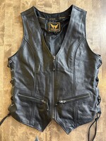 A&H Apparel Black Lace Side Leather Vest S