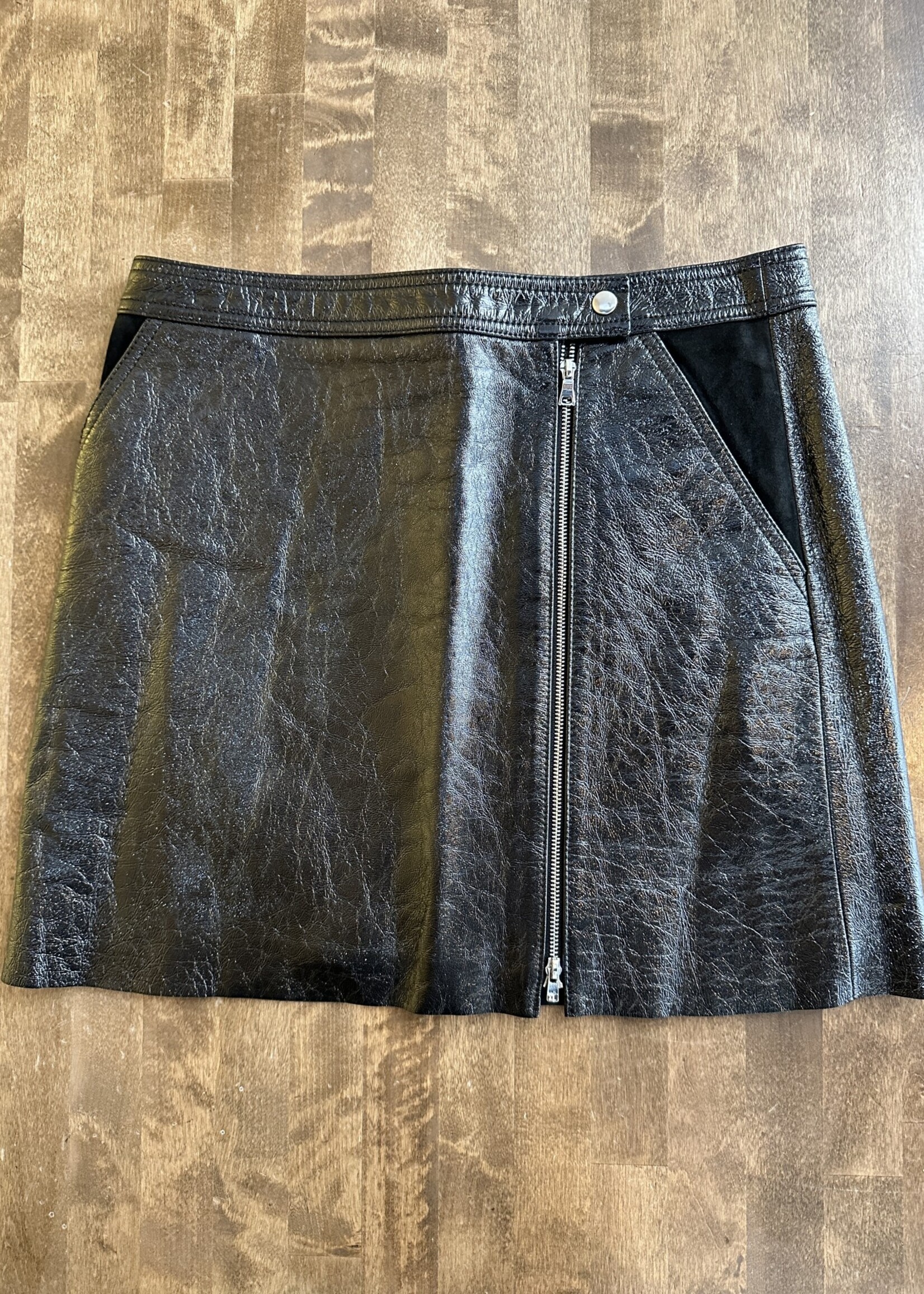 No Label Genuine Leather Textured Skirt 28"