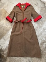 Yuchang Vintage Brown Red Overcoat/Dress Fem S