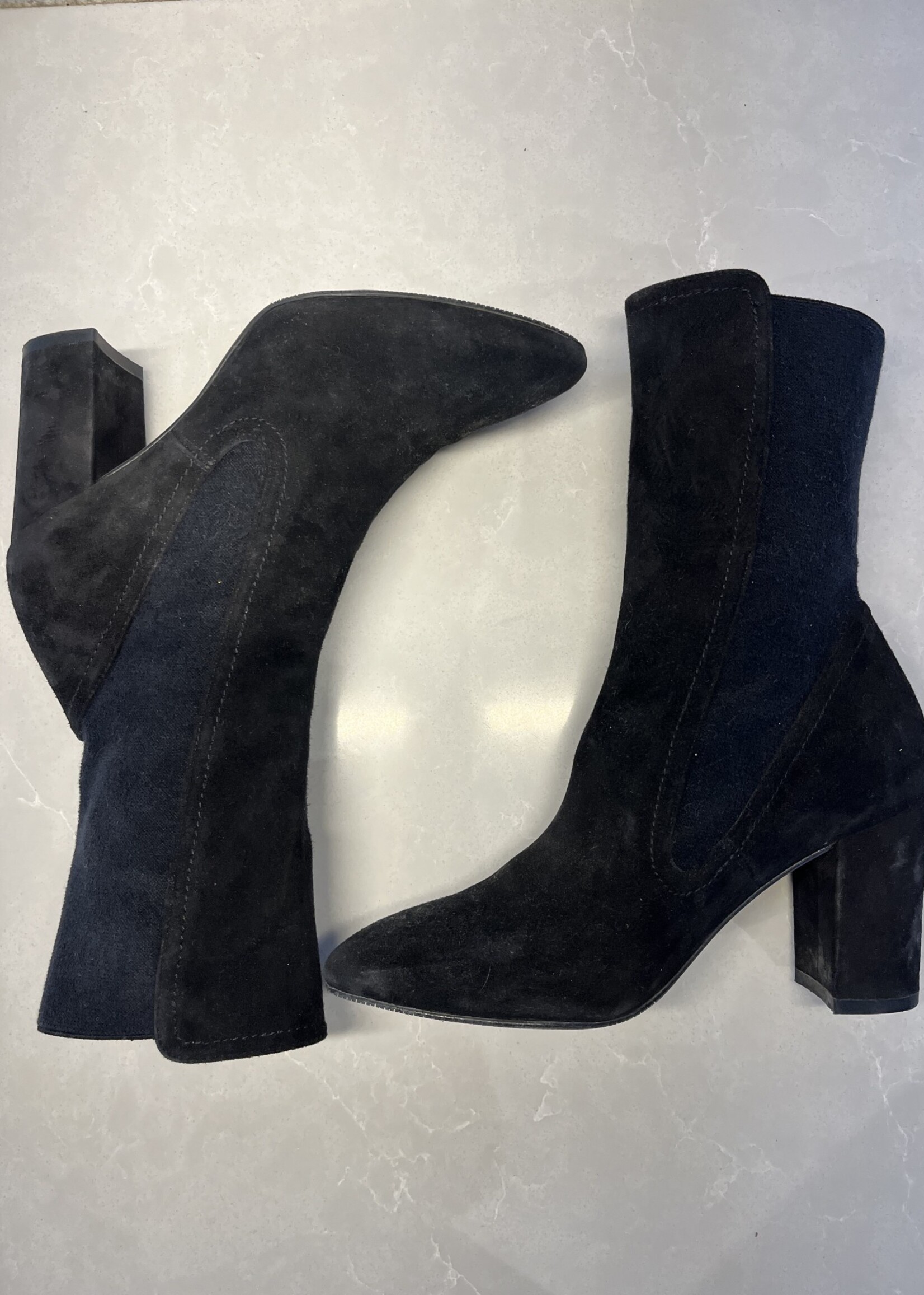 Stuart Weitzman Black Suede Cling Booties 6.5