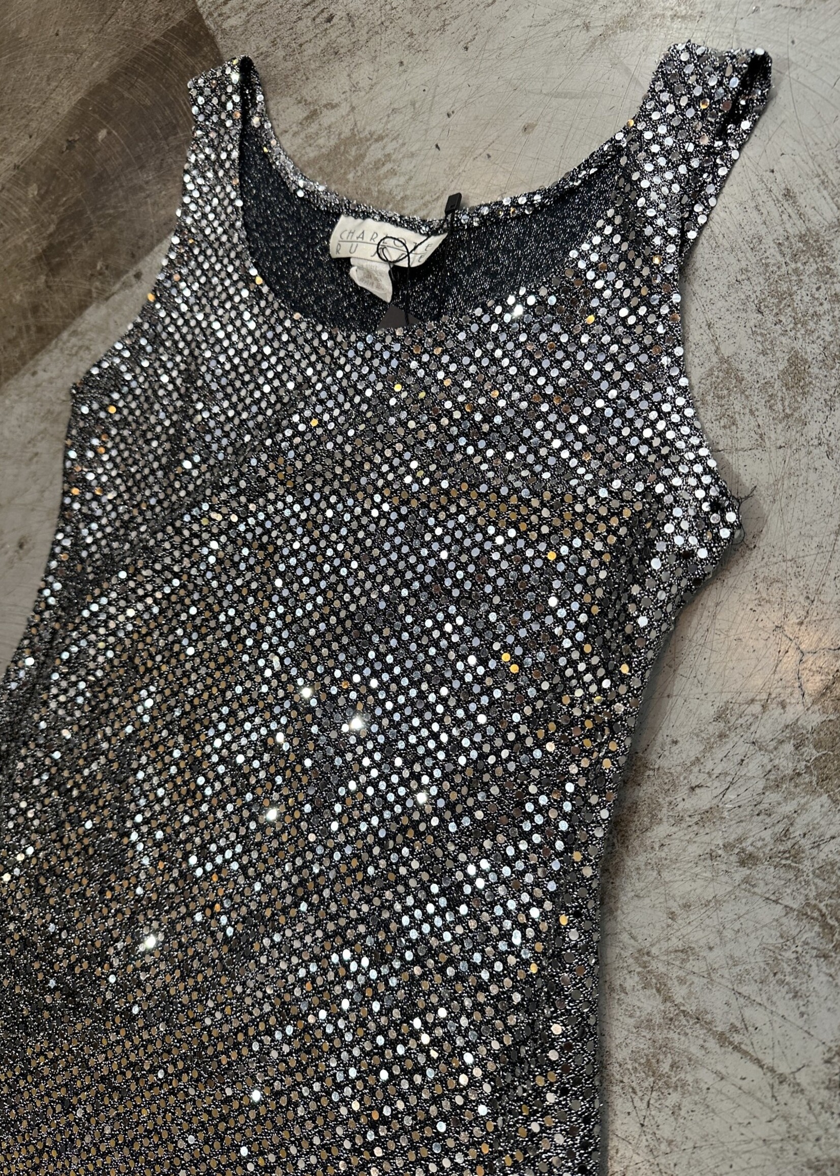 Vintage Charlotte Russe Silver Sequin Dress M