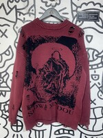 Show Xin Dou Red Distressed Sweater L