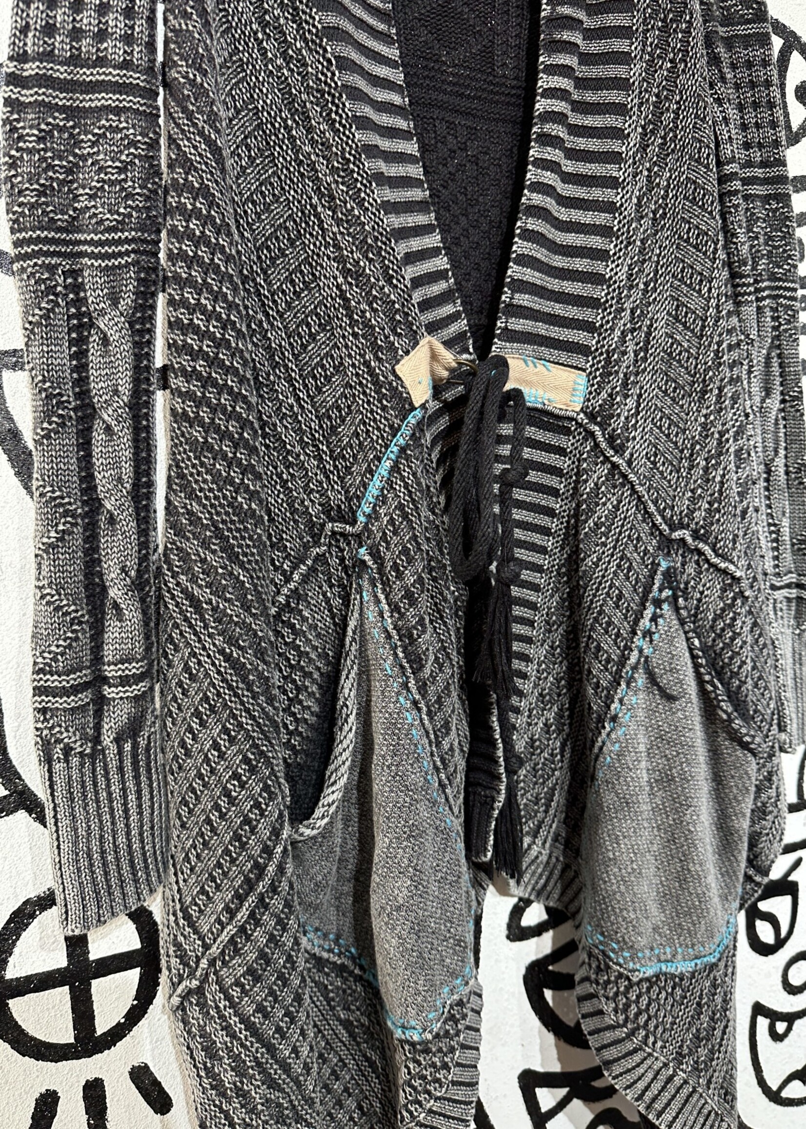 Free People Black Grey Cardigan XS