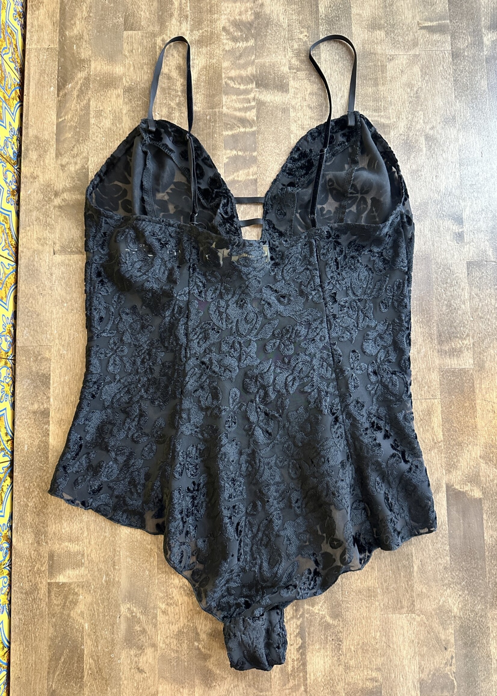 Deadstock Victoria's Secret Black Velour Bodysuit S